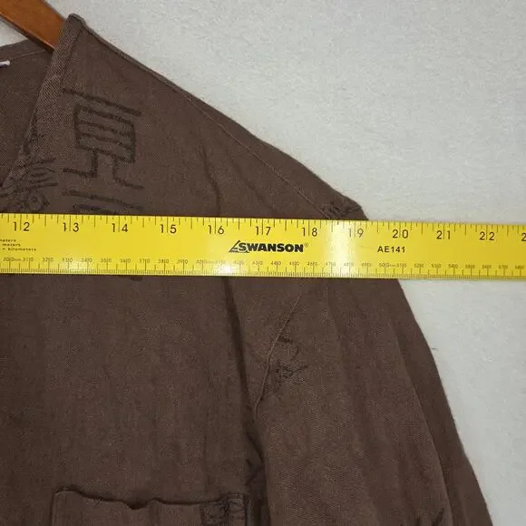 VTG Chicos Design Button Shirt Womens 0 Large Brown Geometric Long Sleeve Aztec - Picture 5 of 12